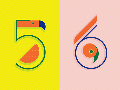 Number 5 & 6 5 bird character design illustration letter design lettering logo number number design