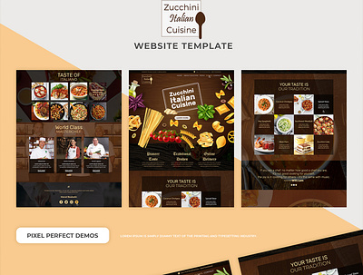 Zucchini Italian Cuisine Website Template flat design free psd template landing page concept minimal web template website concept website template