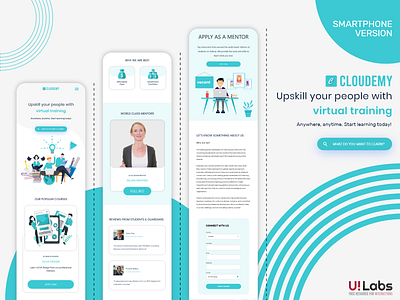 Cloudemy Smartphone Version | XD | FREE 2020 branding clean clean design design illustration landing page ui ui design ux vector web design website design wordpress wordpress design wordpress theme