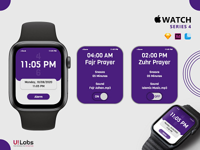 Apple Watch Series 4 | Clock UI 2020 app apple watch apple watch design apple watch mockup apple watch series 4 branding clean clean design clock ui apple clock ui apple sketch sketchapp ui ui design ux