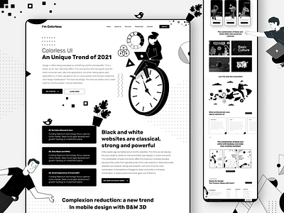 Colorless UI | Trend 2021 3d model bauhaus black and white clean collection colorless colorless ui colourless concept flat design high contrast illustrations minimal design trend 2021 ui vector web web design website