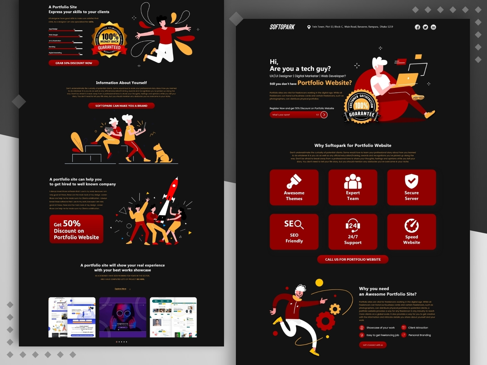 Dark UI | Landing Page by Tanvir Alam Hira on Dribbble
