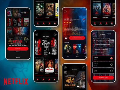 Netflix App Redesign android app development app redesign dark ui dribbble bangladesh ios mobile ui movie app netflix app web series app