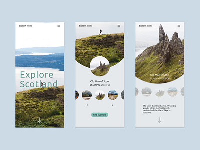 Scottish Walks app branding dailyui design hiking interaction design motion graphics ui ux