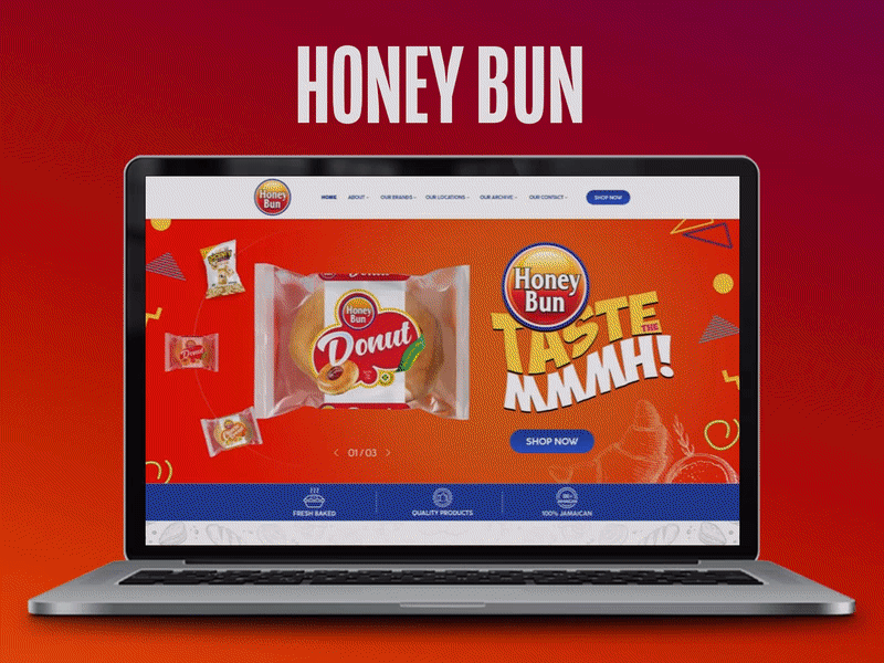 Honey Bun Brand Website branding design free logo mockup mshafiq25 muhammadshafiq psd psd free responsive responsive website ui ux website website design