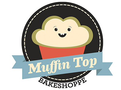Muffin badge branding cartoon cute fun illustration logo muffin retro vector vintage