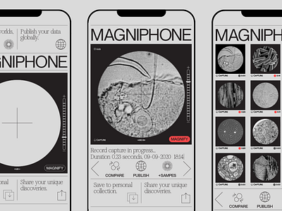 Magniphone Record/Capture In Progress app branding flat minimal typography ui ux