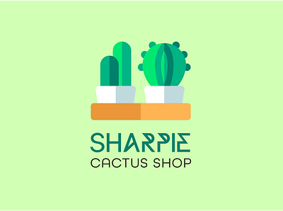 SHARPIE Cactus Shop branding cactus cactuslogo design flat flowerlogo icon icons logo logo design logo designer logo maker logodesign