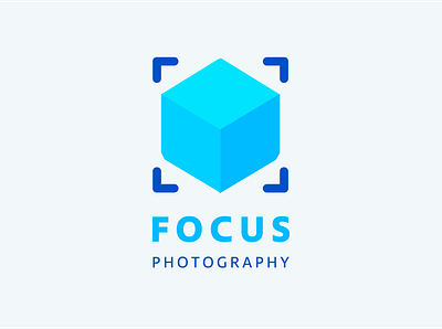 FOCUS PHOTOGRAPHY branding cube logo design flat icon icons logo logo design logo designer logo maker logodesign