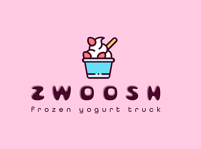 zwoosh frozen yogurt branding design flat frozen yogurt logo ice cream logo icon icons logo logo design logo designer logo maker logodesign