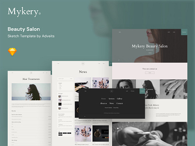Mykery – Beauty Salon Sketch Template clean cosmetic creative design free figma free sketch hair hairdresser hairstylist html5 life style makeup modern nail salon pedicure simple ui ux