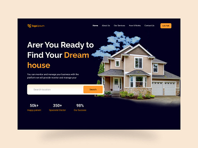 Real Estate Web Hero Section 3d animation branding design food delivery landing page graphic design hero section icon illustration landing page logo minimal motion graphics real estate web hero section typography ui ux vector web