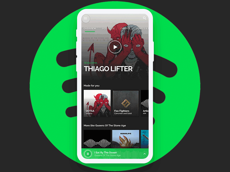 Spotify Re-design UX/UI animation app interface mobile music redesign spotify ui ux