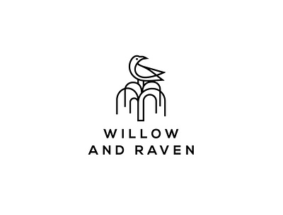 Willow and Raven artwork bird logo branding icon logodesign minimalist logo ravens tree willow