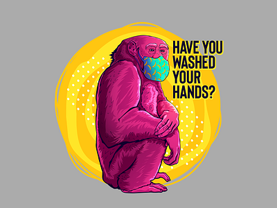 Wash Your Hands against virus drawing hygiene illustration mask monkey wash hands