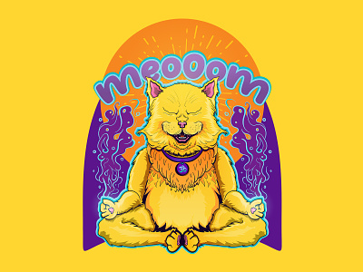 Meooom drawing illustration meditate meditation meooom vector yoga yogacat