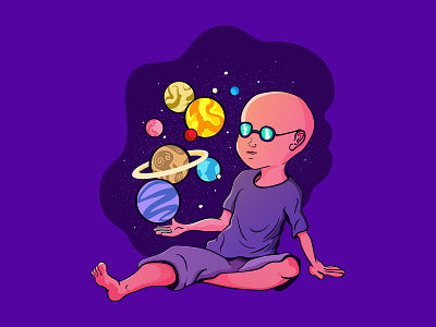 Millennial Kid galaxy illustration design kid millennials planets space stars vector art