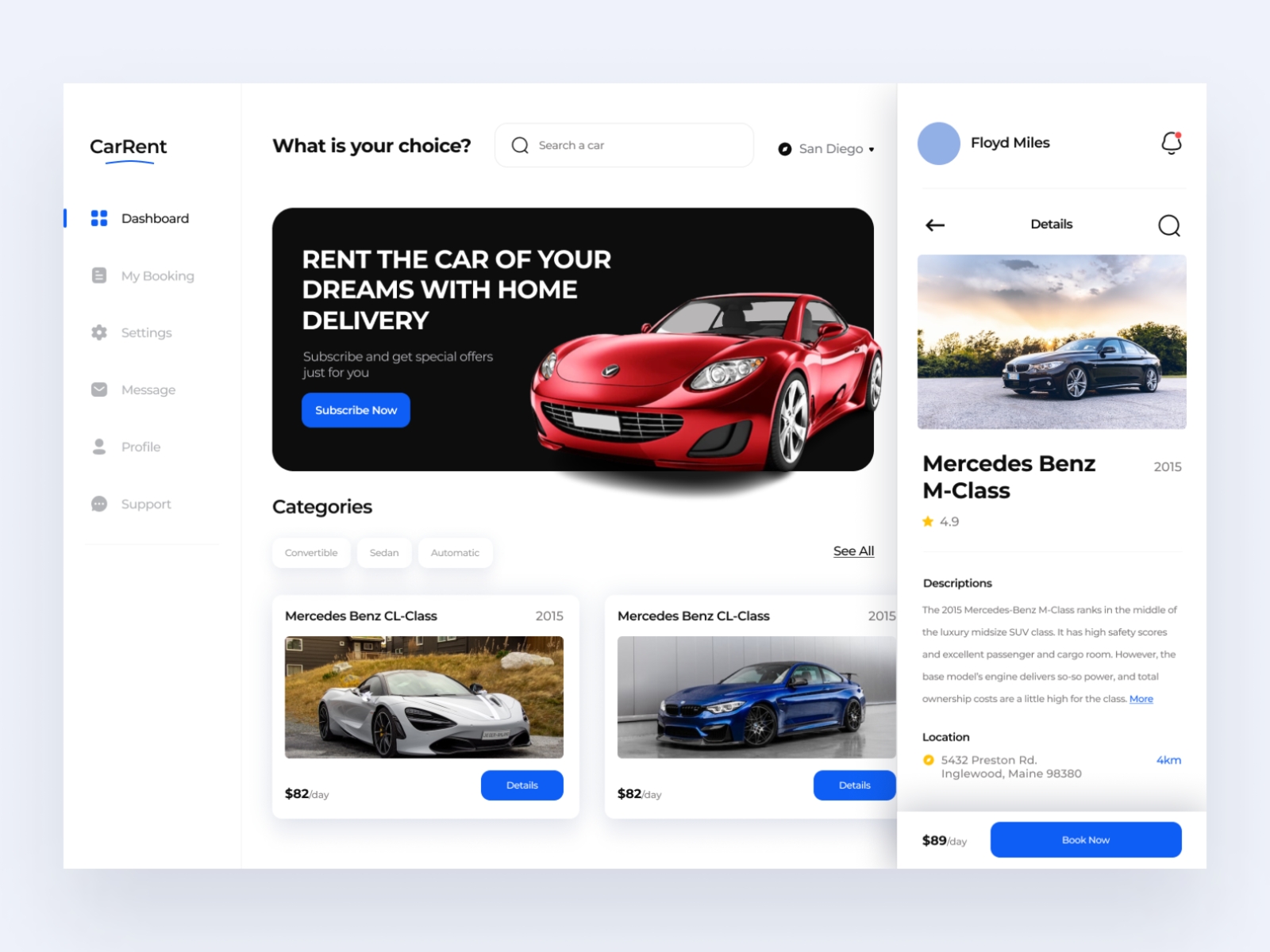 CarRent - Car Rental Dashboard Design By Priyanshi Davra On Dribbble