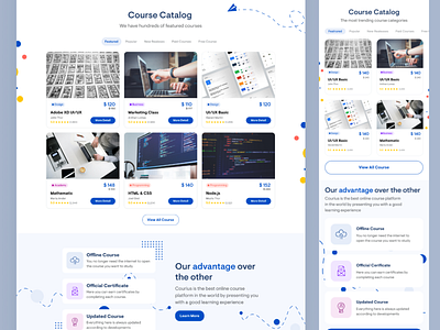 Courius Online Course UI Landing Page - Part 2 app branding courses dashboard design exam illustration landingpage logo online sections ui ux vector website