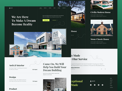 Archi - landing page Architecture studio app architect architecture art branding dashboard design illustration landing page logo ui ux vector website