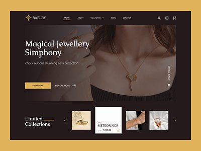 Baelry - Jewellery Header Design app banner branding dashboard design diamond header illustration jewellery logo ui ux website