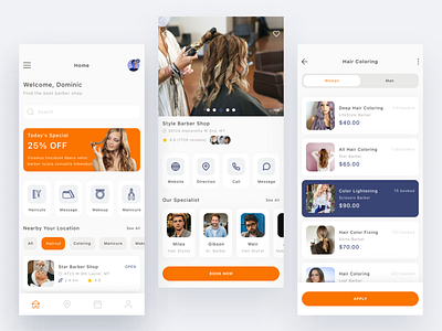 Best Hair Salon Appointment App app barbershop booking branding dashboard design haircut illustration logo mobile app salon ui ux vector website