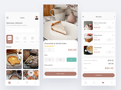 Bakery Shop Mobile App UI app bakery bakeryshop branding bread dashboard design illustration logo mobileapp ui ux vector website