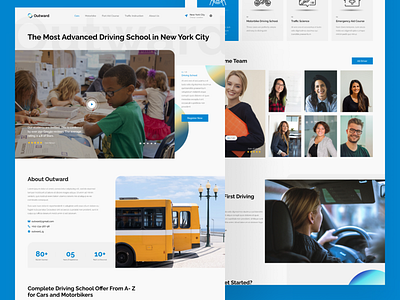 Driving School Website UI Design app branding dashboard design driving school illustration logo ui ux vector website