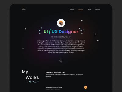 Portfolio clean dark dark web design experience landing page landingpage minimal persona personal personal web portfolio resume skill ui uidesign uiux ux website work