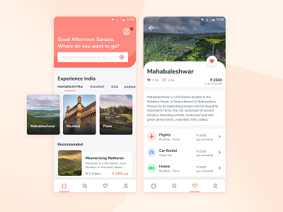 Incredible India - Travel app UI concept app design concept design flat iconography local minimal rounded corners travel ui