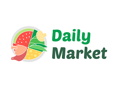 Logo for Grocery Store - Dribbble Weekly Warmup Task cheese food fresh fresh produce fruit greens health healthy illustration illustrator logo logo design logodesign market meat organic food organic logo plate vegetable