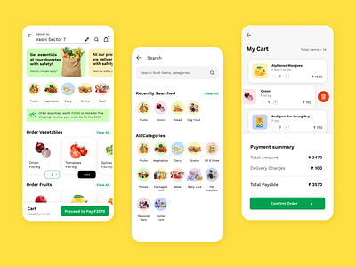 Ecommerce app UI Concept app ui cart category page delivery app design ecommerce app essential figma flat food delivery free shipping healthy minimal pastel color product design service shopping shopping cart ui uichallenge