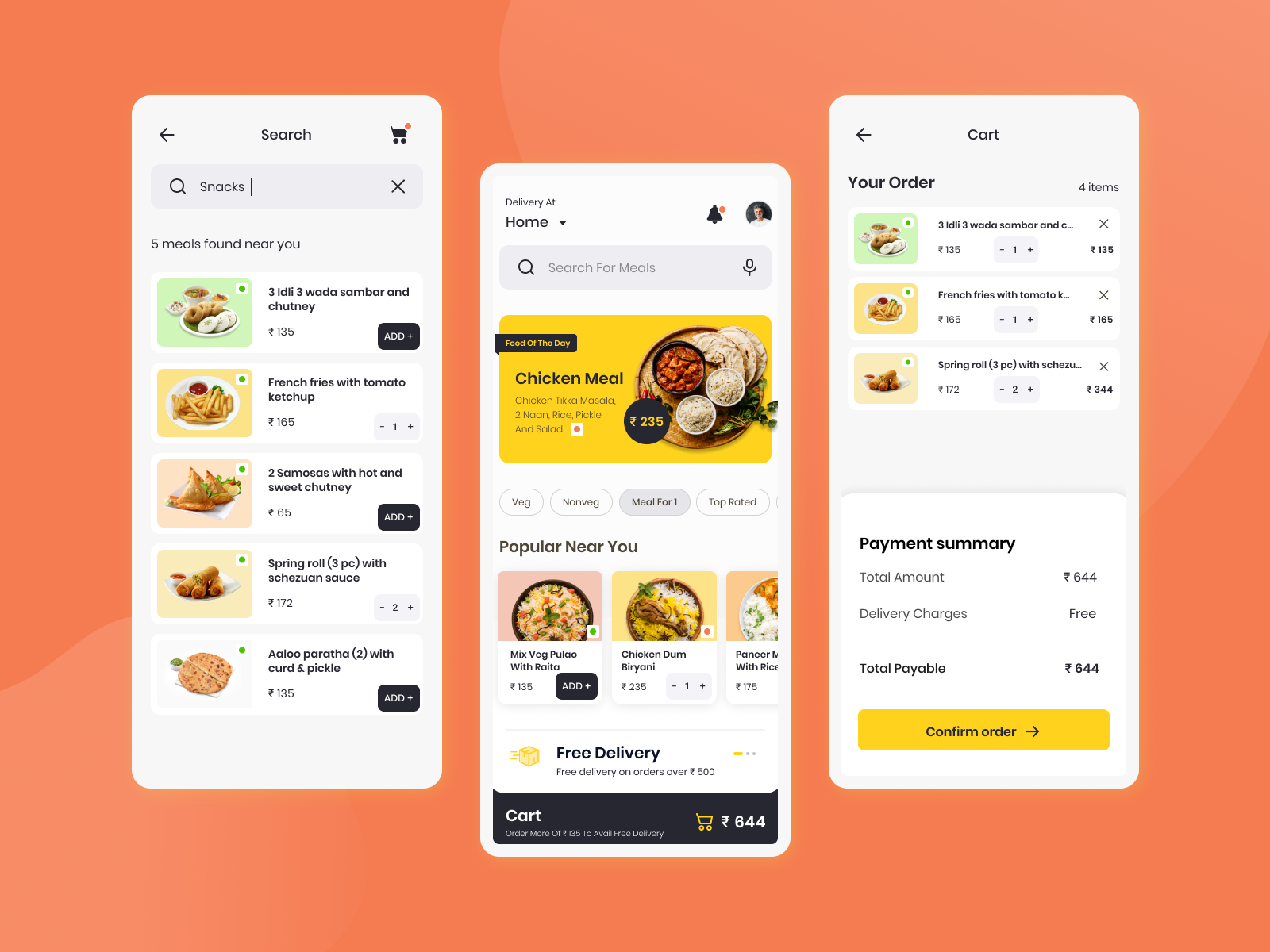 Food delivery app UI by Sanika Samant on Dribbble