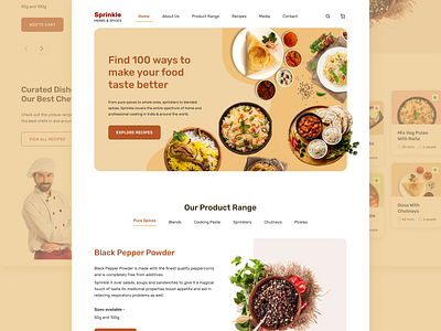 Sprinkle Spices Homepage UI dailyui dailyuichallenge design ecommerce flat food homepagedesign indian food minimal minimalist recipes spices spices website ui uidesign web website