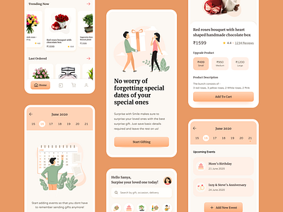 Online Flower and Gift Delivery App app design dailyui delivery service deliveryapp design flower gift delivery iconography illustration minimal online delivery ui uichallenge uidesign uiinspiration uxdesign