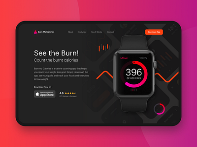 Burn your calories - Fitness App Hero section