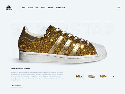 Neumorphism Landing Page adidas design fashion gold landingpage neumorphic neumorphism new trend shoes ui white