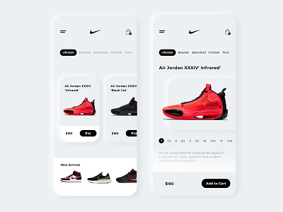 Neumorphism Nike App Design app app ui black buy cart clean neumorphic neumorphism nike shoes ui white