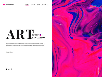 Abstract Modern Art Landing Page abstract aesthetic art black blue color colors dailyui design gradient landingpage lp minimalist modern art onepage pink red simple typography uidesign