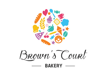 Brown's Court Bakery flat design graphic design logo design multicolored typography