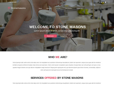 Stone Masons clean design flat design landing page typography white background