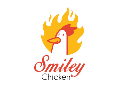 Smiley Chicken black chicken graphic design logo design orange red