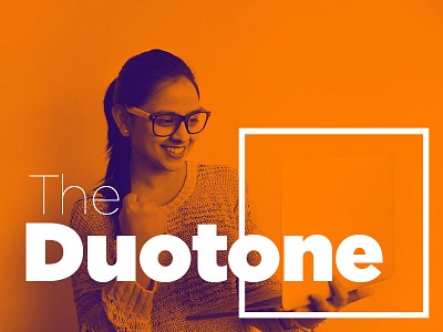 Duotone duotone effect gradient orange tone. bold text typography