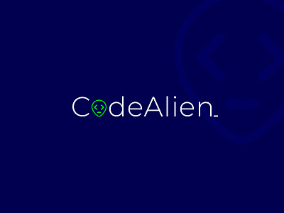 CodeAlien alien blue code design fluorescent green green logo logodesign logodesinger logotype neon simple typedesign white