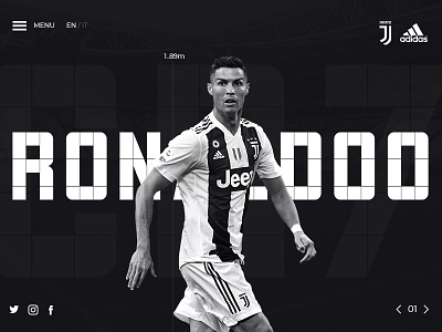 Cristiano Ronaldo adidas black black white brand branding cr7 cristiano football juventus ronaldo simple statistics ui ui design uiux white