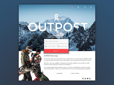 Outpost ski hire website branding design hire logo search ski ski hire snowboard typography ui ux website website concept