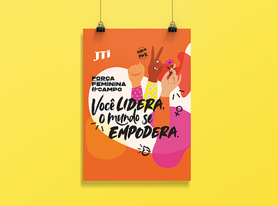 Força Feminina em Campo design illustration lettering mulher poster typography
