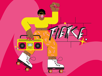 Fierce ✨ black culture design flat flat illustration girl illustration lettering roller skate skate skater women