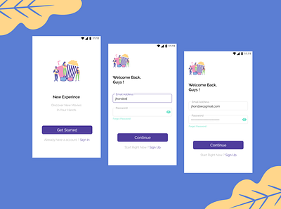 Login UI Exploration cinema login mobile app design mobile ui movies
