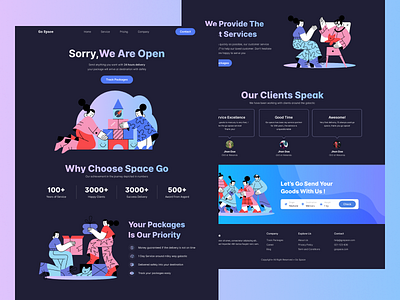 Go Space - Landing Page bootstrap design figma flatdesign galactic landignpage landing page shipment ui ui design web design webdesign website